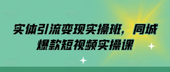 实体引流变现实操班，同城爆款短视频实操课-网创