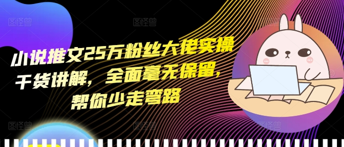 小说推文25万粉丝大佬实操干货讲解，全面毫无保留，帮你少走弯路-网创