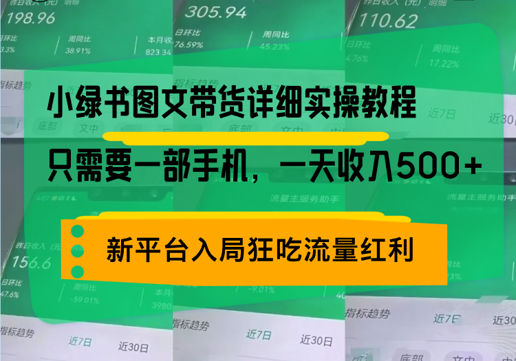 小绿书图文带货详细实操教程，只需要一部手机，一天收入500+，轻松变现-网创