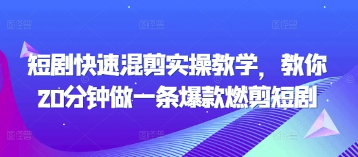 短剧快速混剪实操教学，教你20分钟做一条爆款燃剪短剧-网创