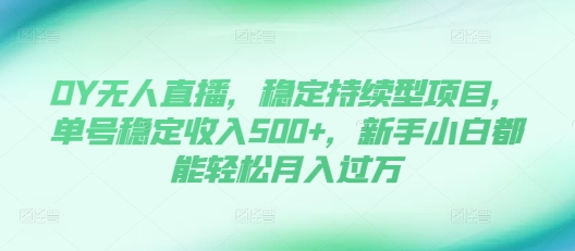 DY无人直播，稳定持续型项目，单号稳定收入500+，新手小白都能轻松月入过万【揭秘】-网创