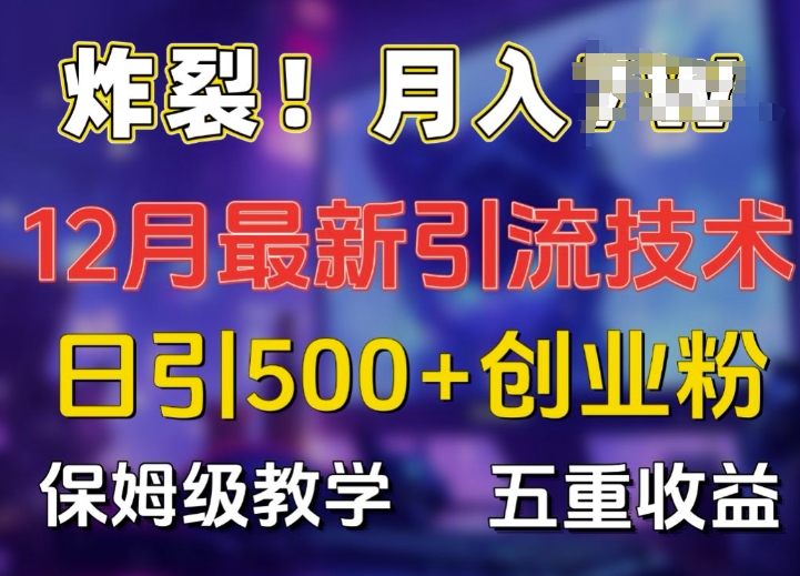 炸裂!揭秘12月最新日引流500+精准创业粉，多重收益保姆级教学-网创