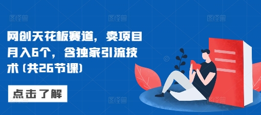 网创天花板赛道，卖项目月入6个，含独家引流技术(共26节课)-网创