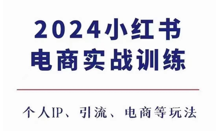 2024小红书电商3.0实战训练,包含个人IP、引流、电商等玩法-网创