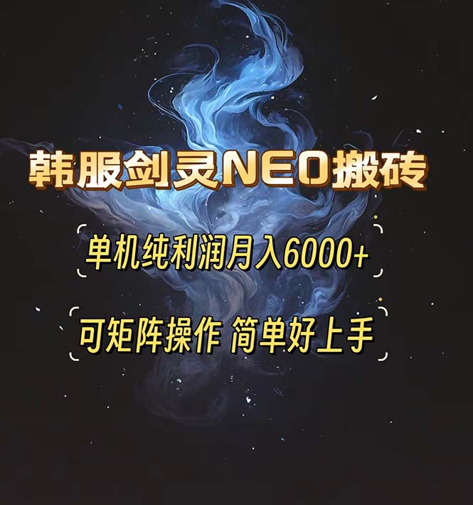韩服剑灵NEO搬砖攻略，单机纯利润月入6000+ 可矩阵操作，简单好上手。-网创