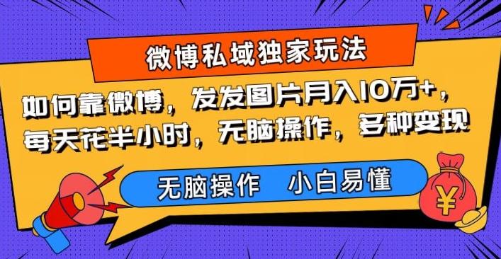 如何靠微博，发发图片月入10万+，‌每天花半小时，无脑操作，多种变现-网创
