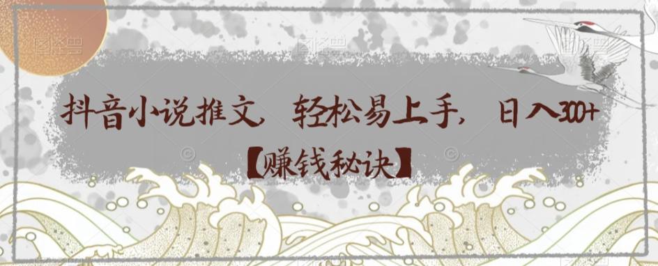 抖音小说推文，轻松易上手，日入300+【赚钱秘诀】-网创