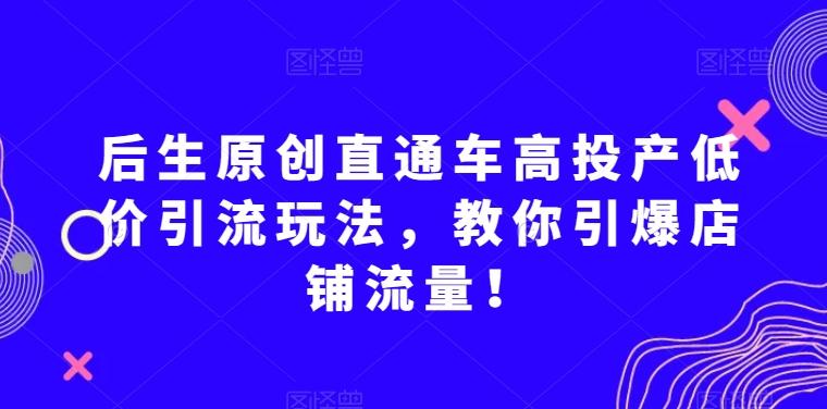 后生原创直通车高投产低价引流玩法，教你引爆店铺流量！-网创