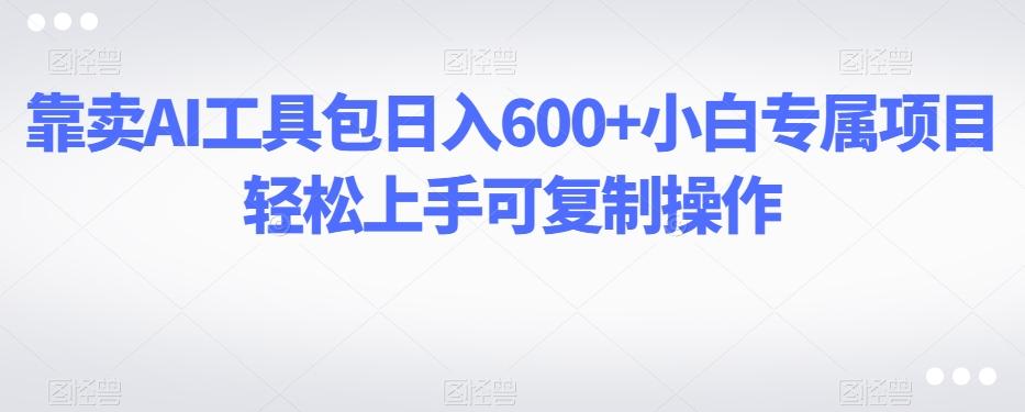 靠卖AI工具包日入600+小白专属项目轻松上手可复制操作-网创