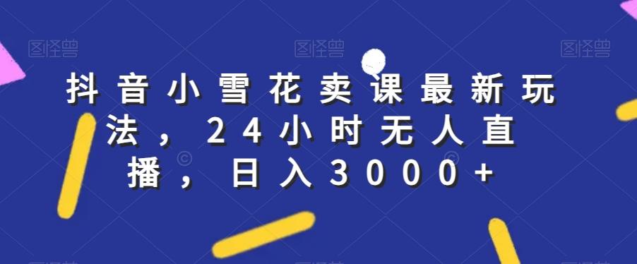 抖音小雪花卖课最新玩法，24小时无人直播，日入3000+【揭秘】-网创