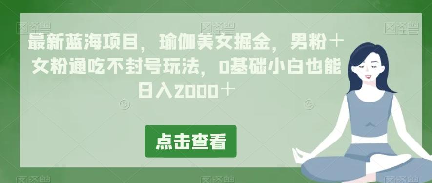 最新蓝海项目，瑜伽美女掘金，男粉＋女粉通吃不封号玩法，0基础小白也能日入2000＋-网创