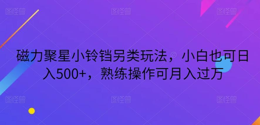 磁力聚星小铃铛另类玩法，小白也可日入500+，熟练操作可月入过万-网创