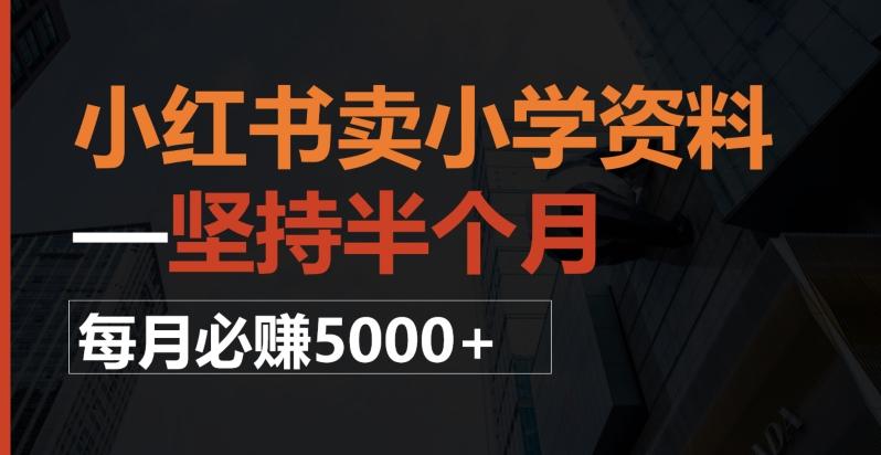小红书卖小学资料，一坚持半个月，每月必赚5000+-网创