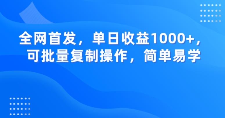 全网首发，单日收益1000+，可批量复制操作，简单易学【揭秘】-网创