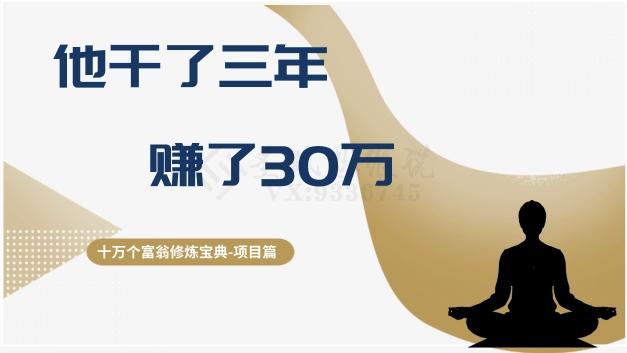 十万个富翁修炼宝典之2.他干了3年，赚了30万-网创