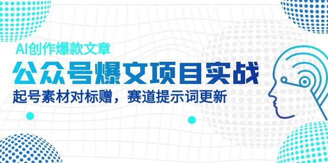 公众号爆文项目实战，AI创作爆款文章，起号素材对标赠(附赛道AI提示词-网创