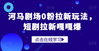河马剧场0粉拉新玩法，短剧拉新嘎嘎爆-网创