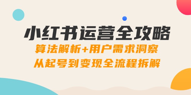 小红书运营全攻略：算法解析+用户需求洞察，从起号到变现全流程拆解-网创