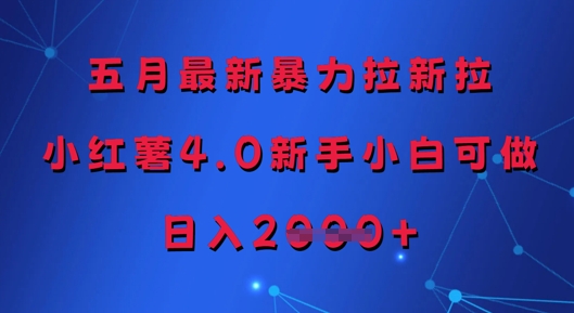五月最新暴力拉新拉，小红薯4.0新手小白可做，日入多张-网创