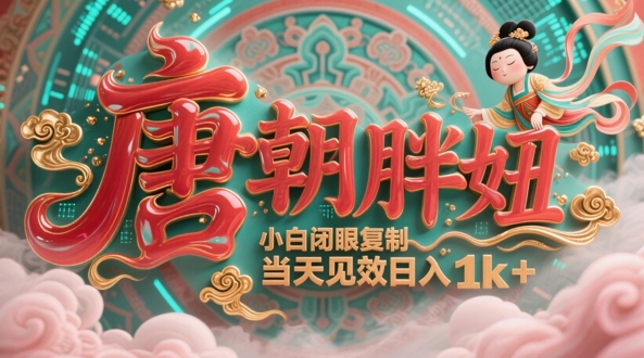 用AI克隆“唐朝胖妞”日更3条，平台疯狂推流，小白闭眼复制，当天见效，日入1k+-网创