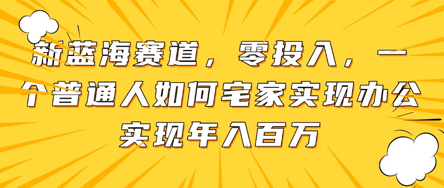 新蓝海赛道,零投入,一个普通人如何宅家办公实现年入百万-网创