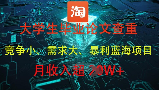 大学生毕业论文查重，暴利蓝海项目，月收入过1W+-网创
